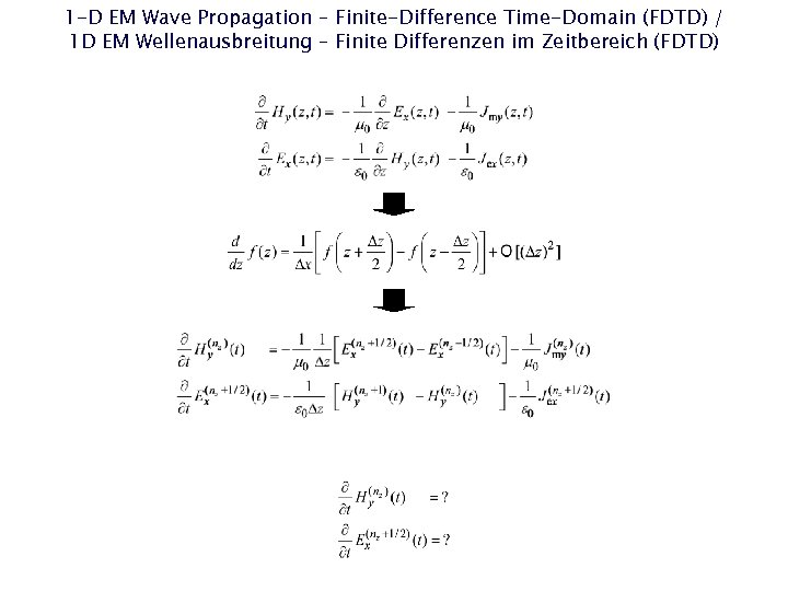 1 -D EM Wave Propagation – Finite-Difference Time-Domain (FDTD) / 1 D EM Wellenausbreitung