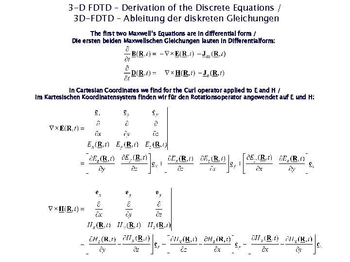 3 -D FDTD – Derivation of the Discrete Equations / 3 D-FDTD – Ableitung