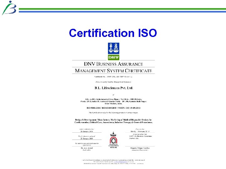 Certification ISO 