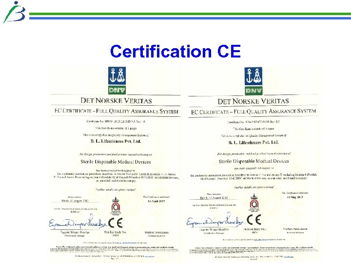 Certification CE 