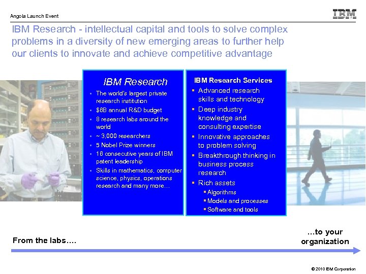 Angola Launch Event IBM Research - intellectual capital and tools to solve complex problems