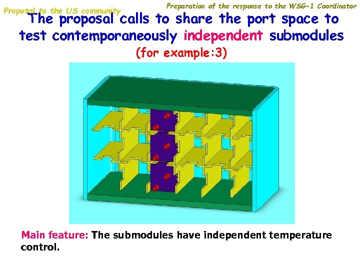 Proposal to the US community Preparation of the response to the WSG-1 Coordinator The
