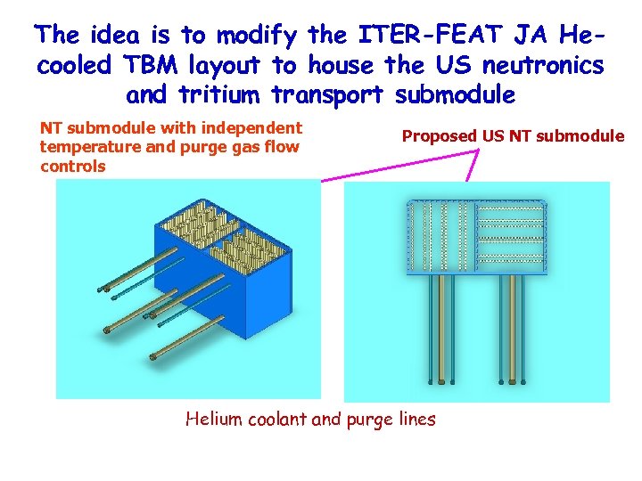 The idea is to modify the ITER-FEAT JA Hecooled TBM layout to house the