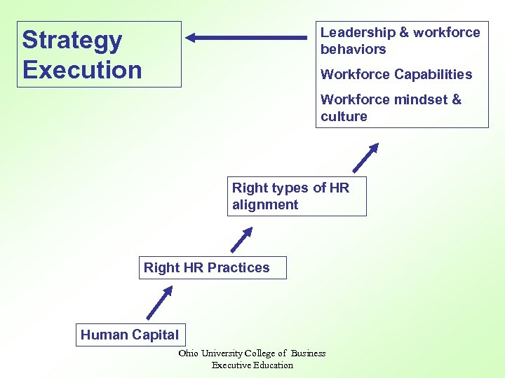 Leadership & workforce behaviors Strategy Execution Workforce Capabilities Workforce mindset & culture Right types