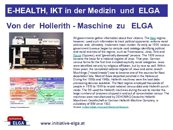 E-HEALTH, IKT in der Medizin und ELGA Von der Hollerith - Maschine zu ELGA