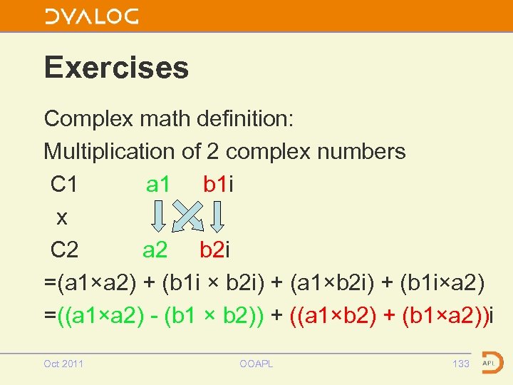 Exercises Complex math definition: Multiplication of 2 complex numbers C 1 a 1 b
