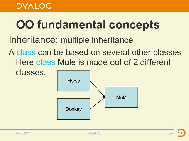 OO fundamental concepts Inheritance: multiple inheritance A class can be based on several other