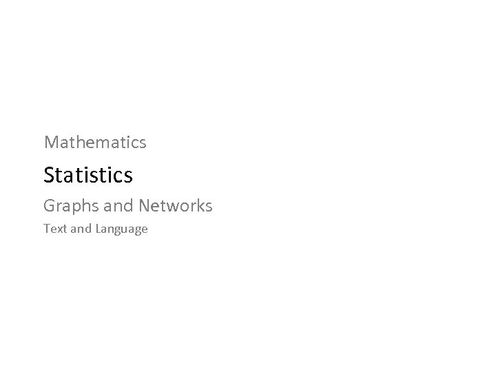 Mathematics Statistics Graphs and Networks Text and Language 