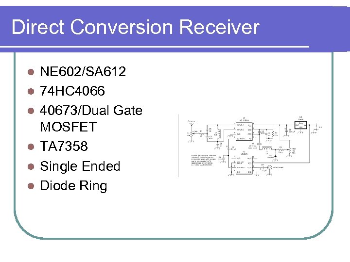 Direct Conversion Receiver l l l NE 602/SA 612 74 HC 4066 40673/Dual Gate