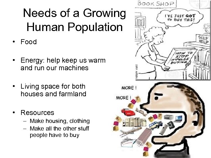 Needs of a Growing Human Population • Food • Energy: help keep us warm