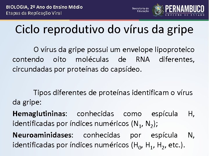 BIOLOGIA, 2º Ano do Ensino Médio Etapas da Replicação Viral Ciclo reprodutivo do vírus