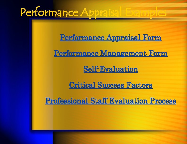 Performance Appraisal Examples Performance Appraisal Form Performance Management Form Self-Evaluation Critical Success Factors Professional