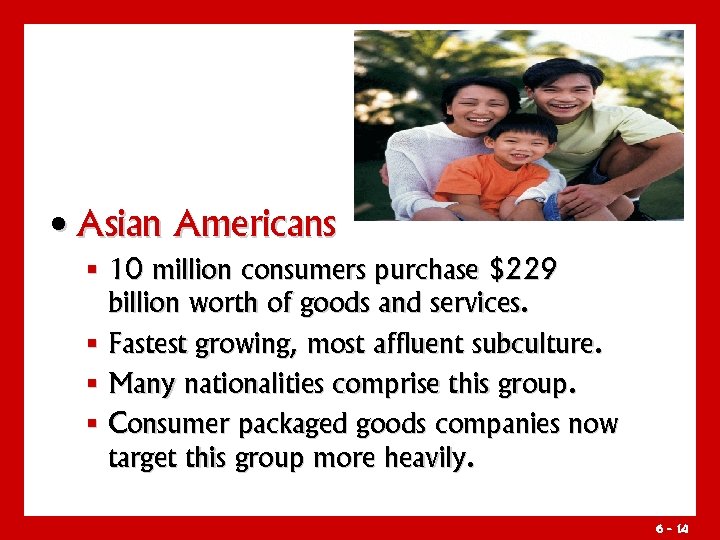  • Asian Americans § 10 million consumers purchase $229 billion worth of goods