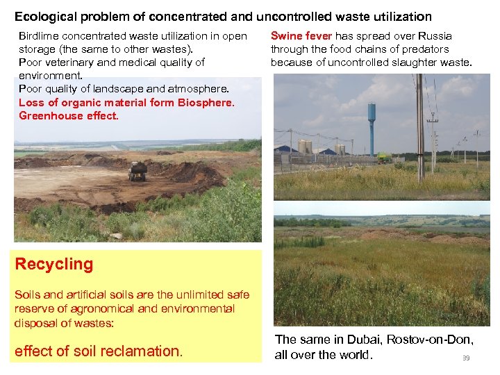 Ecological problem of concentrated and uncontrolled waste utilization Birdlime concentrated waste utilization in open