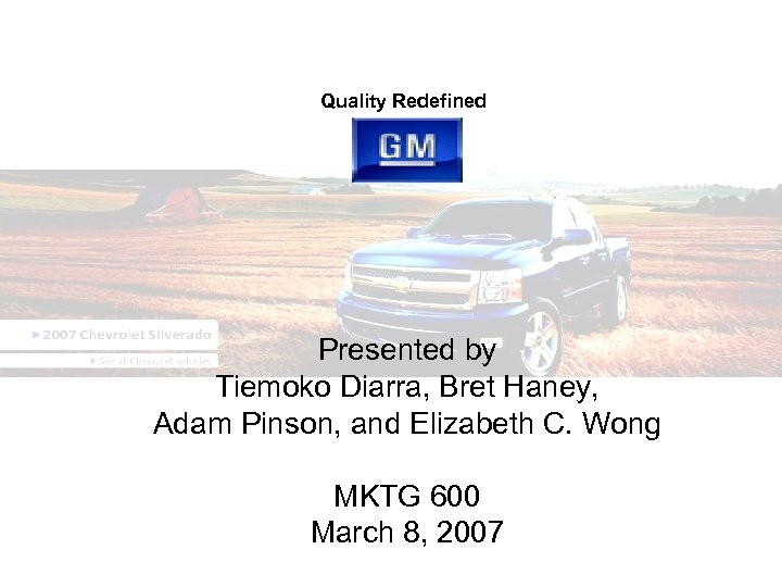 Quality Redefined Presented by Tiemoko Diarra, Bret Haney, Adam Pinson, and Elizabeth C. Wong