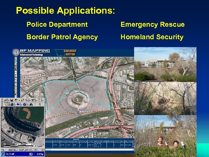 Possible Applications: Police Department Emergency Rescue Border Patrol Agency Homeland Security 