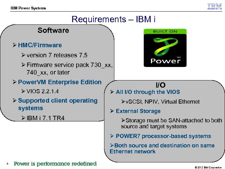 IBM Power Systems STG Technical Enablement Conference Requirements – IBM i Software Ø HMC/Firmware