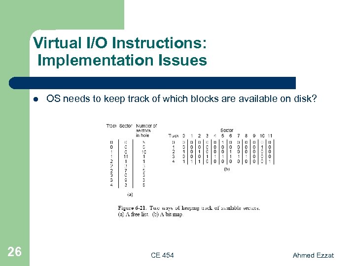 Virtual I/O Instructions: Implementation Issues l 26 OS needs to keep track of which