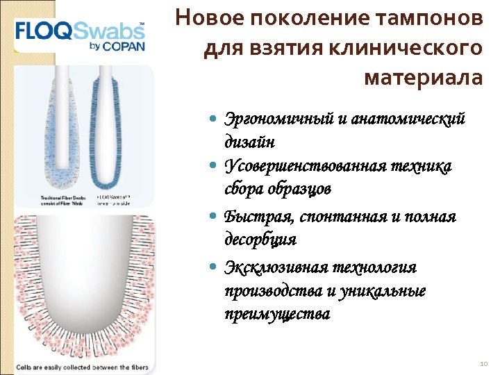 Новое поколение тампонов для взятия клинического материала Эргономичный и анатомический дизайн Усовершенствованная техника сбора