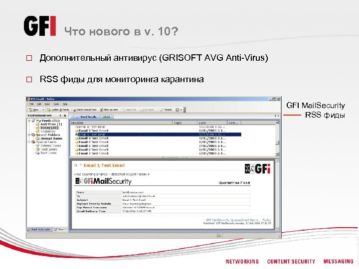Что нового в v. 10? o Дополнительный антивирус (GRISOFT AVG Anti-Virus) o RSS фиды