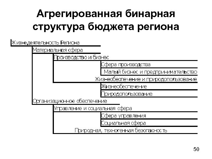 Агрегированная бинарная структура бюджета региона 50 