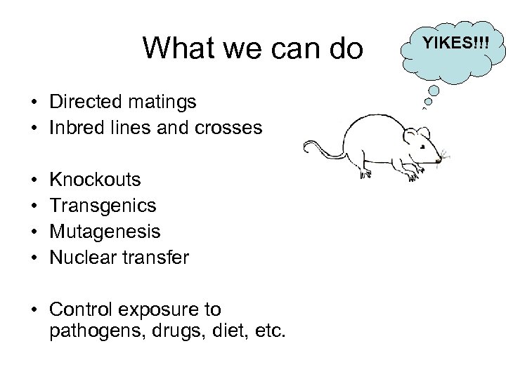 What we can do • Directed matings • Inbred lines and crosses • •