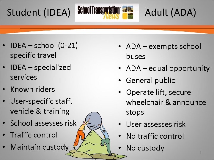 Student (IDEA) • IDEA – school (0 -21) specific travel • IDEA – specialized