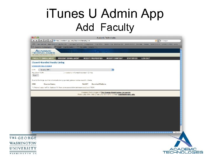 i. Tunes U Admin App Add Faculty 