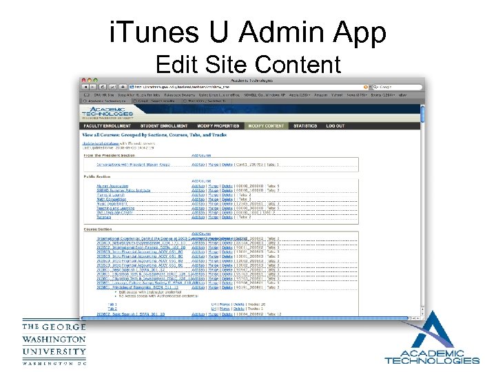 i. Tunes U Admin App Edit Site Content 