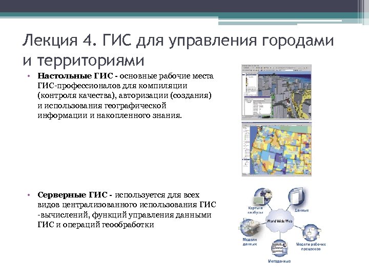 Лекция 4. ГИС для управления городами и территориями • Настольные ГИС - основные рабочие