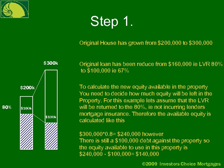Step 1. Original House has grown from $200, 000 to $300, 000 $300 k