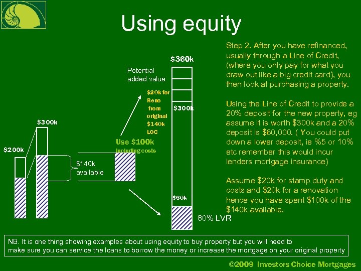 Using equity $360 k Potential added value $20 k for Reno from $300 k