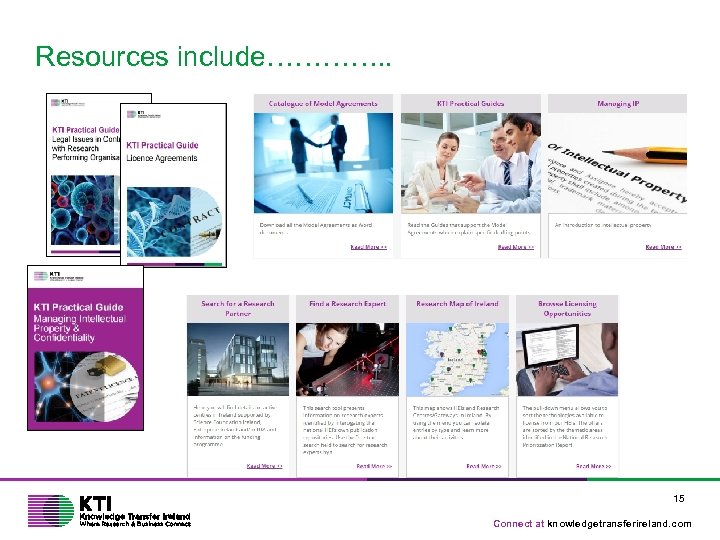 Resources include…………. . 15 Connect at knowledgetransferireland. com 