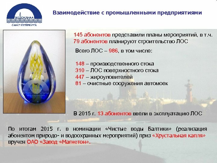 Взаимодействие с промышленными предприятиями 145 абонентов представили планы мероприятий, в т. ч. 79 абонентов