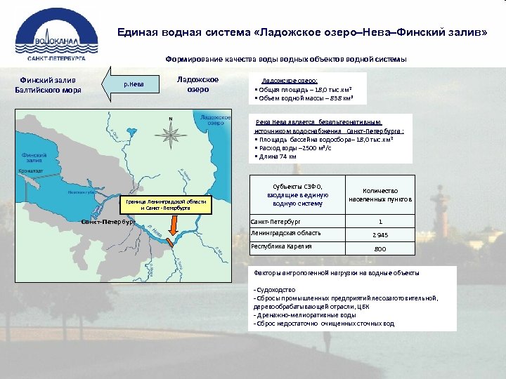 Единая водная система «Ладожское озеро–Нева–Финский залив» Формирование качества воды водных объектов водной системы Финский