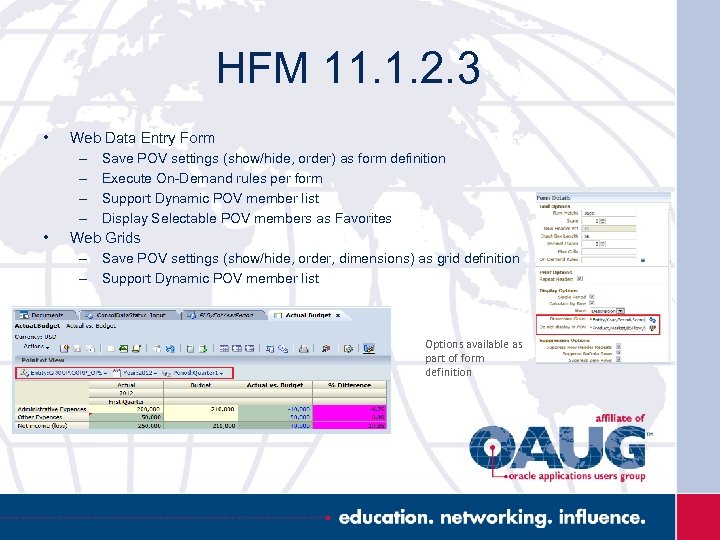 HFM 11. 1. 2. 3 • • Web Data Entry Form – Save POV