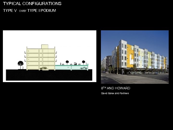 TYPICAL CONFIGURATIONS TYPE V over TYPE I PODIUM 8 TH AND HOWARD David Baker