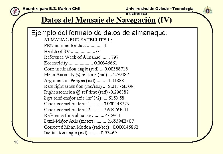 Apuntes para E. S. Marina Civil Universidad de Oviedo - Tecnología Electrónica Datos del
