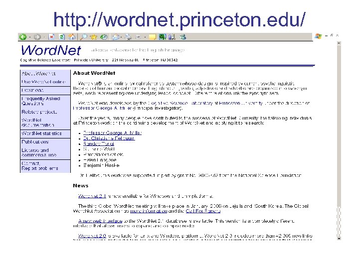 http: //wordnet. princeton. edu/ 