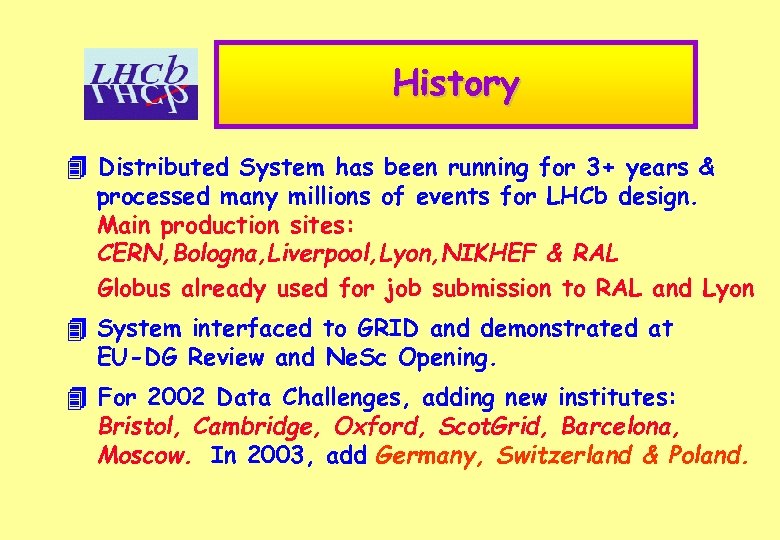 History Distributed System has been running for 3+ years & processed many millions of