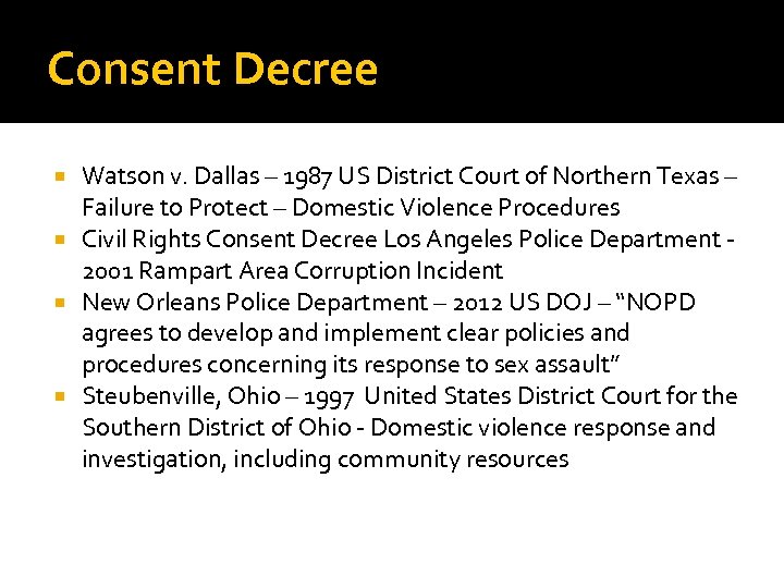Consent Decree Watson v. Dallas – 1987 US District Court of Northern Texas –