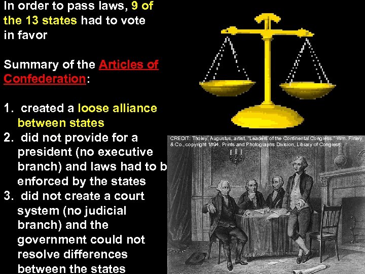 In order to pass laws, 9 of the 13 states had to vote in