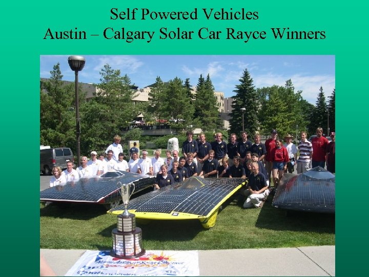 Self Powered Vehicles Austin – Calgary Solar Car Rayce Winners 