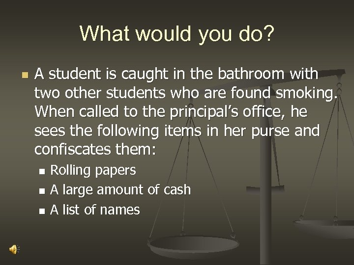 What would you do? n A student is caught in the bathroom with two