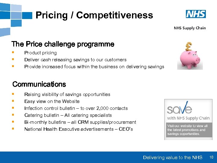 Pricing / Competitiveness The Price challenge programme § § § Product pricing Deliver cash