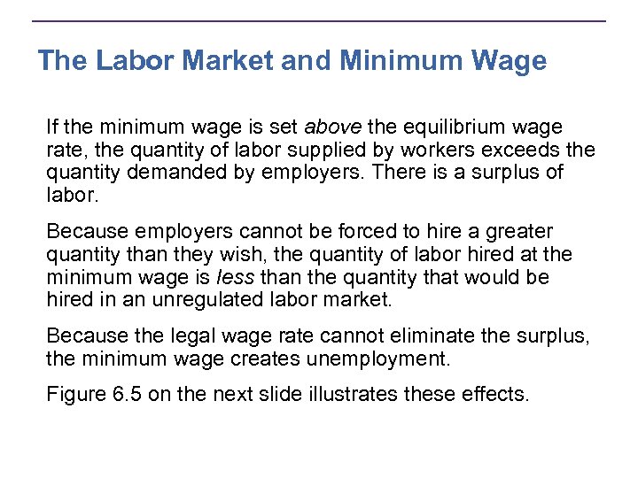 The Labor Market and Minimum Wage If the minimum wage is set above the