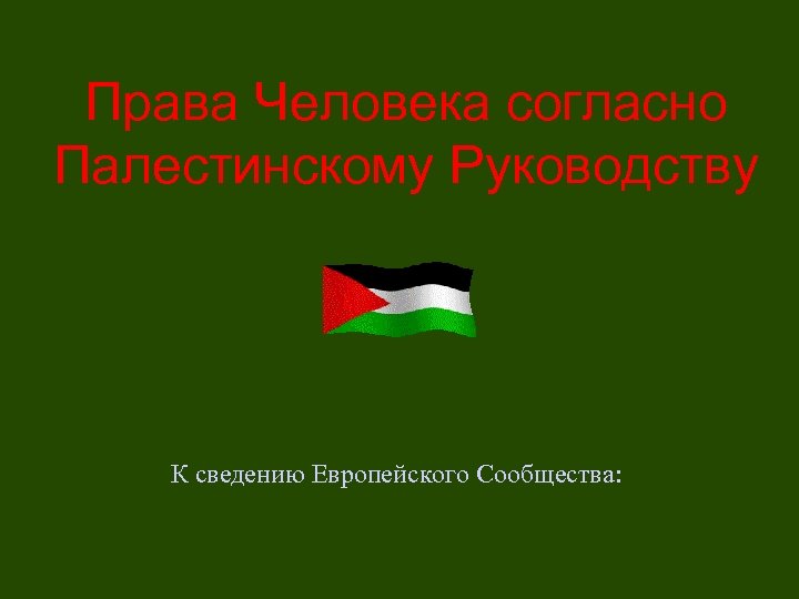 Права Человека согласно Палестинскому Руководству К сведению Европейского Сообщества: 