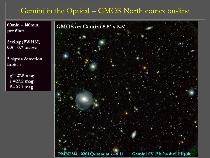 Gemini in the Optical – GMOS North comes on-line 60 min – 140 min