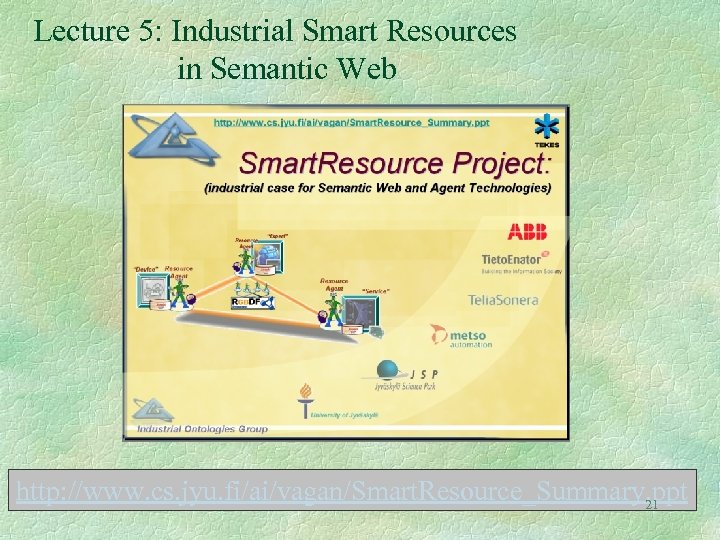 Lecture 5: Industrial Smart Resources in Semantic Web http: //www. cs. jyu. fi/ai/vagan/Smart. Resource_Summary.