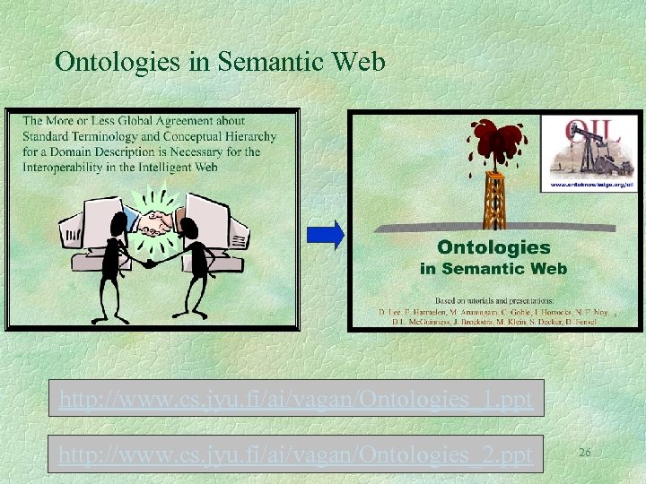 Ontologies in Semantic Web http: //www. cs. jyu. fi/ai/vagan/Ontologies_1. ppt http: //www. cs. jyu.